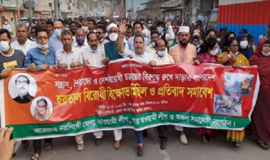 হরতালের প্রতিবাদ : নরসিংদীতে আ.লীগের বিক্ষোভ 