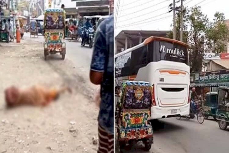 প্রতিবন্ধী নারীকে ধাক্কা : চালক-হেলপার আটক, বাস জব্দ